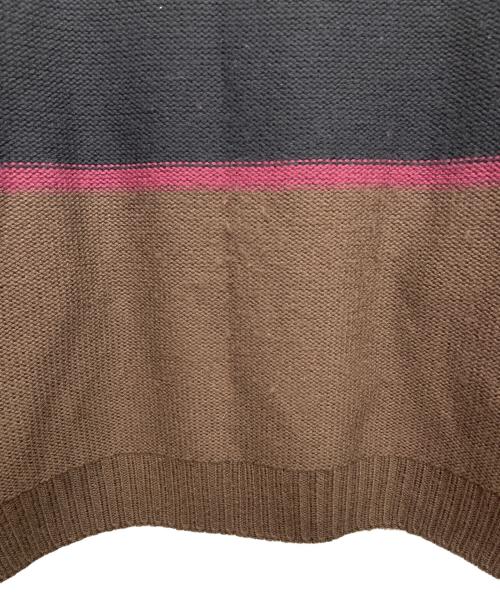 MATSUFUJI（マツフジ）MATSUFUJI (マツフジ) 厚手ニット レッド×ブラック×ブラウン サイズ:2の古着・服飾アイテム