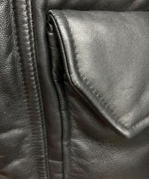 BEAMS（ビームス）BEAMS (ビームス) レザー ダウンジャケット ブラック サイズ:Lの古着・服飾アイテム