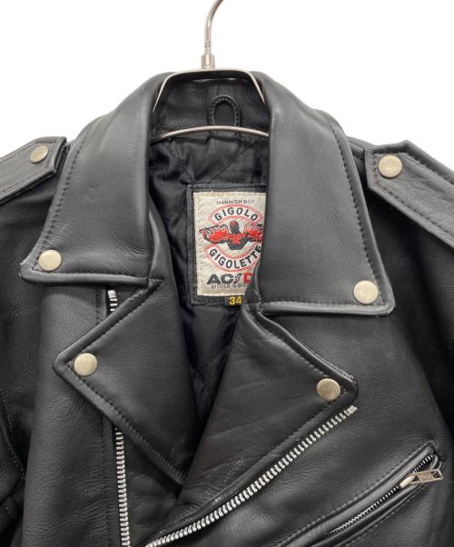 AC/DC（エーシー・ディーシー）AC/DC (エーシー・ディーシー) レザージャケット ブラック サイズ:34の古着・服飾アイテム