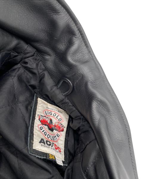 AC/DC（エーシー・ディーシー）AC/DC (エーシー・ディーシー) レザージャケット ブラック サイズ:34の古着・服飾アイテム