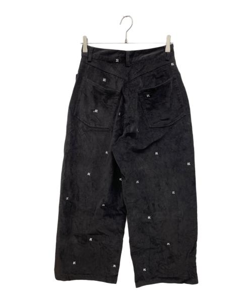 Knuth Marf（クヌースマーフ）knuth marf (クヌースマーフ) K motif velveteen pants(unisex)　パンツ ブラック サイズ:XSの古着・服飾アイテム