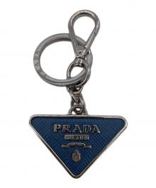 PRADA（プラダ）の古着「トライアングルロゴキーリング」｜シルバー×ブルー