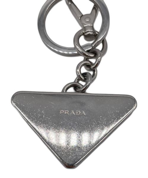 PRADA（プラダ）PRADA (プラダ) トライアングルロゴキーリング シルバー×ブルーの古着・服飾アイテム