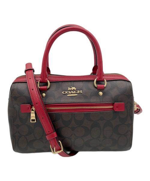 COACH（コーチ）COACH (コーチ) 2WAYショルダーバッグ ブラウン×レッドの古着・服飾アイテム