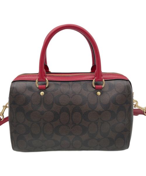 COACH（コーチ）COACH (コーチ) 2WAYショルダーバッグ ブラウン×レッドの古着・服飾アイテム