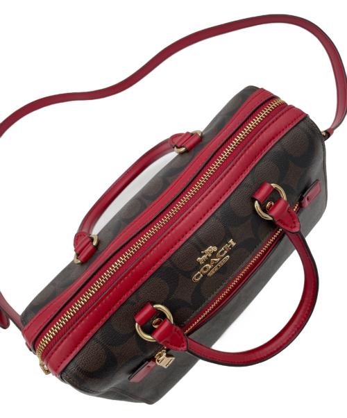 COACH（コーチ）COACH (コーチ) 2WAYショルダーバッグ ブラウン×レッドの古着・服飾アイテム