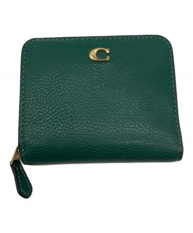 COACH グリーン 二つ折り財布 中古・古着通販】COACH (コーチ) 2つ折り財布 グリーン｜ブランド