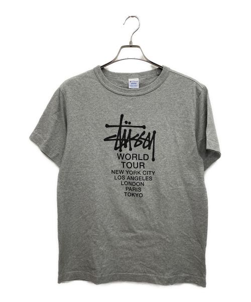 Champion（チャンピオン）Champion (チャンピオン) stussy (ステューシー) 半袖カットソー グレー サイズ:MEDIUMの古着・服飾アイテム