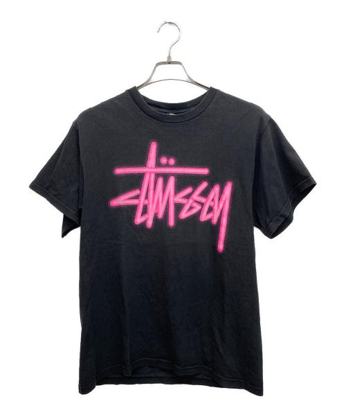 stussy（ステューシー）stussy (ステューシー) 半袖カットソー ブラック×ピンク サイズ:Mの古着・服飾アイテム