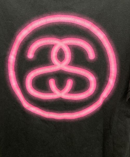 stussy（ステューシー）stussy (ステューシー) 半袖カットソー ブラック×ピンク サイズ:Mの古着・服飾アイテム