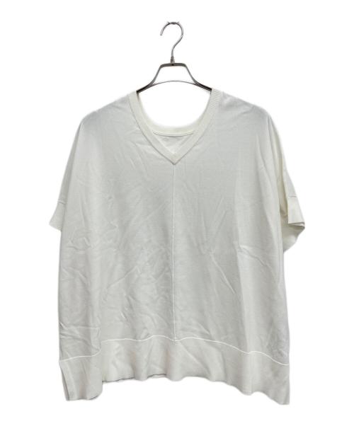Spick and Span（スピック＆スパン）Spick and Span (スピック＆スパン) 14WASHABLE2WAYポンチョPO　薄手ニット ホワイト サイズ:Fの古着・服飾アイテム