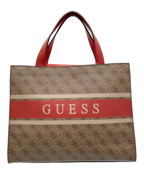 GUESS（ゲス）GUESS (ゲス) ハンドバッグ レッド×ブラウンの古着・服飾アイテム