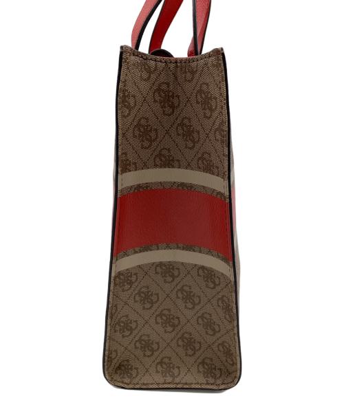 GUESS（ゲス）GUESS (ゲス) ハンドバッグ レッド×ブラウンの古着・服飾アイテム