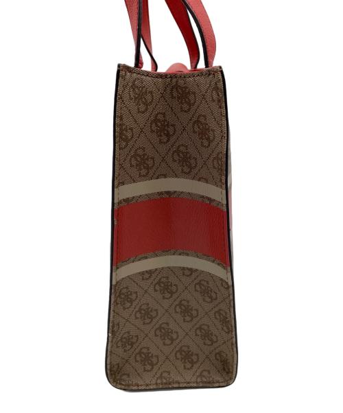 GUESS（ゲス）GUESS (ゲス) ハンドバッグ レッド×ブラウンの古着・服飾アイテム