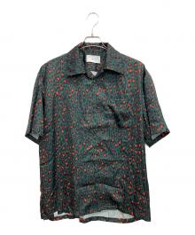 TAIN DOUBLE PUSH（タイン ダブルプッシュ）の古着「LEOPARD OPEN COLLAR SHIRTS」｜グリーン
