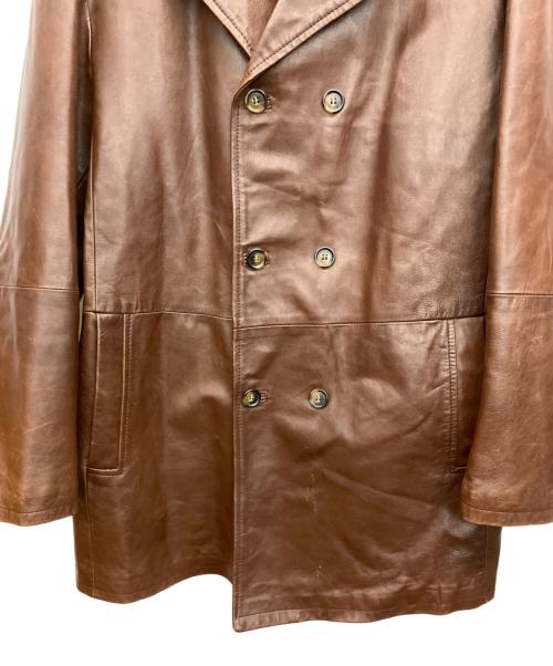 CLABRUN（クレイボーン）CLABRUN (クレイボーン) レザーコート ブラウン サイズ:50の古着・服飾アイテム