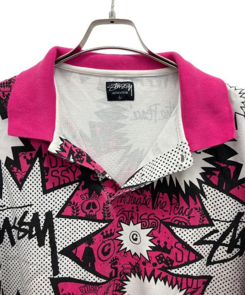 stussy（ステューシー）stussy (ステューシー) ポロシャツ ピンク サイズ:Lの古着・服飾アイテム