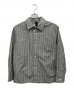 MHLマーガレットハウエル）の古着「TWO TONE COTTON STIRIPE SHIRT」｜ダークグリーン