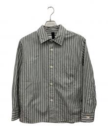 MHL（マーガレットハウエル）の古着「TWO TONE COTTON STIRIPE SHIRT」｜ダークグリーン