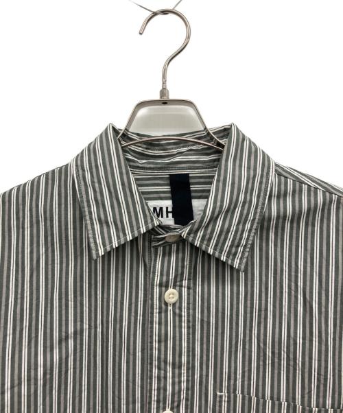 MHL（マーガレットハウエル）MHL (マーガレットハウエル) TWO TONE COTTON STIRIPE SHIRT ダークグリーン サイズ:Sの古着・服飾アイテム