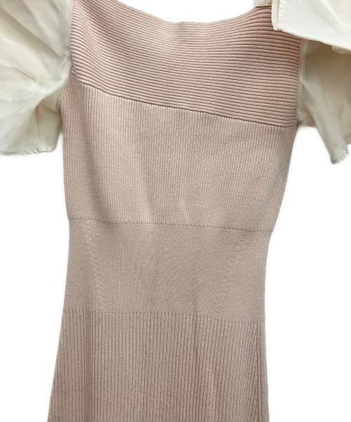 Snidel（スナイデル）Snidel (スナイデル) Sustainableリボンライクドッキングニットワンピース ピンクの古着・服飾アイテム