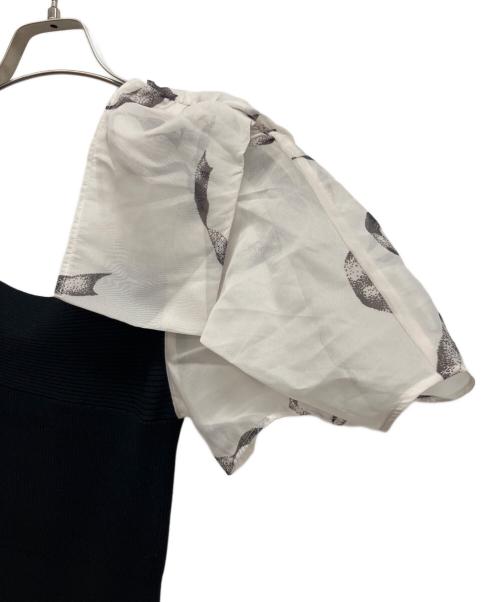 Snidel（スナイデル）Snidel (スナイデル) Sustainableリボンライクドッキングニットワンピース ブラックの古着・服飾アイテム