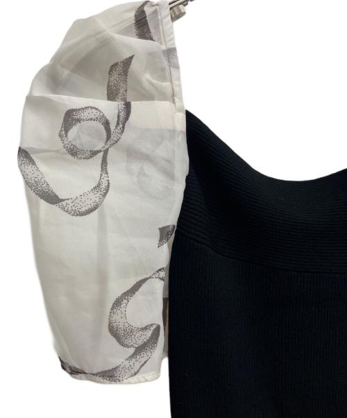 Snidel（スナイデル）Snidel (スナイデル) Sustainableリボンライクドッキングニットワンピース ブラックの古着・服飾アイテム