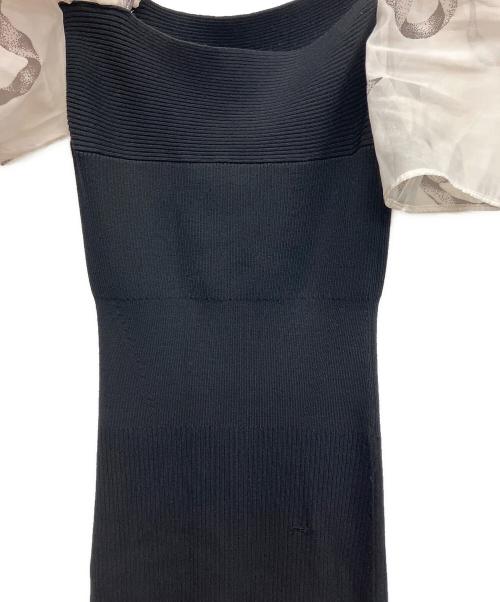 Snidel（スナイデル）Snidel (スナイデル) Sustainableリボンライクドッキングニットワンピース ブラックの古着・服飾アイテム