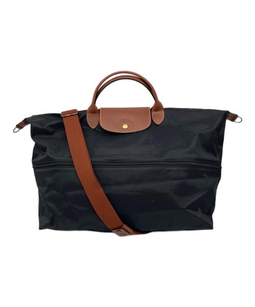 LONGCHAMP（ロンシャン）LONGCHAMP (ロンシャン) 2WAYボストンバッグ ブラック×ブラウンの古着・服飾アイテム