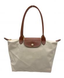 LONGCHAMP（ロンシャン）の古着「ハンドバッグ」｜ベージュ×ブラウン