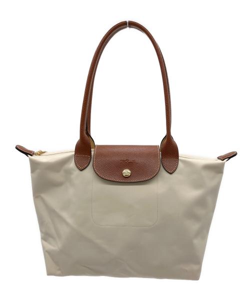 LONGCHAMP（ロンシャン）LONGCHAMP (ロンシャン) ハンドバッグ ベージュ×ブラウンの古着・服飾アイテム
