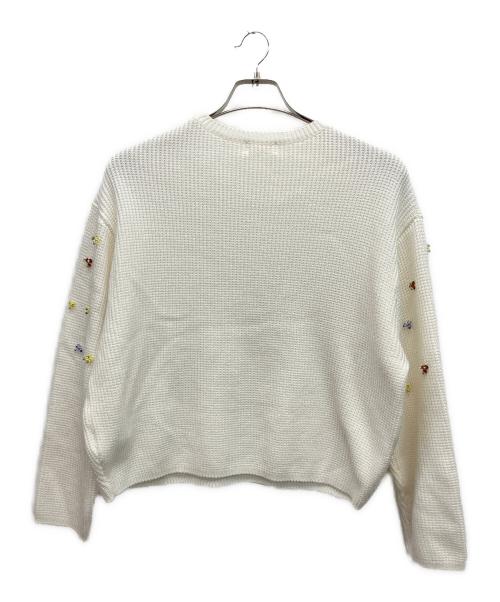 BALLSEY（ボールジィ）BALLSEY (ボールジィ) コットンポリエステルリリヤーンビーズ クルーネックプルオーバー　厚手ニット ホワイト サイズ:Sの古着・服飾アイテム