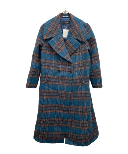 JILL STUART（ジルスチュアート）JILL STUART (ジルスチュアート) ウールコート ブルー×ブラウン サイズ:Sの古着・服飾アイテム