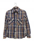 WAREHOUSEウエアハウス）の古着「長袖シャツ」｜ネイビー×ベージュ