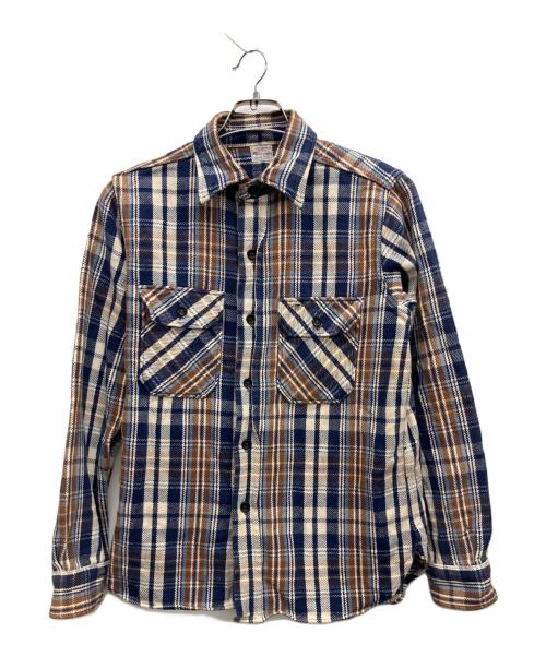 WAREHOUSE（ウエアハウス）WAREHOUSE (ウエアハウス) 長袖シャツ ネイビー×ベージュ サイズ:MEDIUMの古着・服飾アイテム