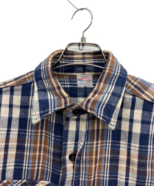 WAREHOUSE（ウエアハウス）WAREHOUSE (ウエアハウス) 長袖シャツ ネイビー×ベージュ サイズ:MEDIUMの古着・服飾アイテム