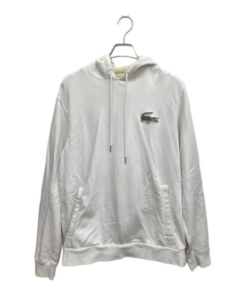LACOSTE（ラコステ）LACOSTE (ラコステ) ミドルワニロゴスウェットパーカ　パーカー ホワイト サイズ:Lの古着・服飾アイテム