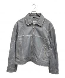 ZARA（ザラ）の古着「フェイクレザージャケット」｜グレー