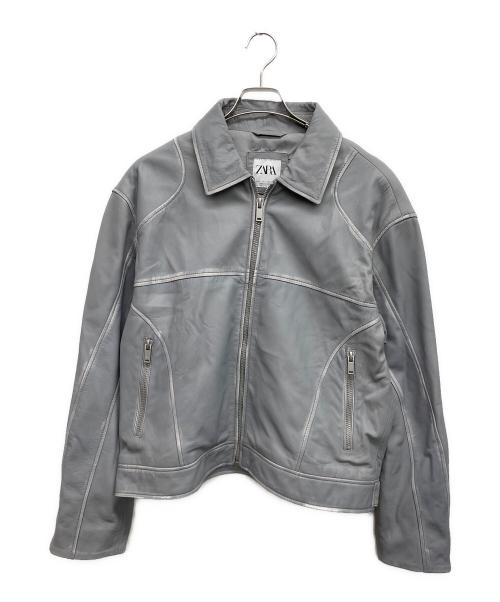 ZARA（ザラ）ZARA (ザラ) フェイクレザージャケット グレー サイズ:Lの古着・服飾アイテム
