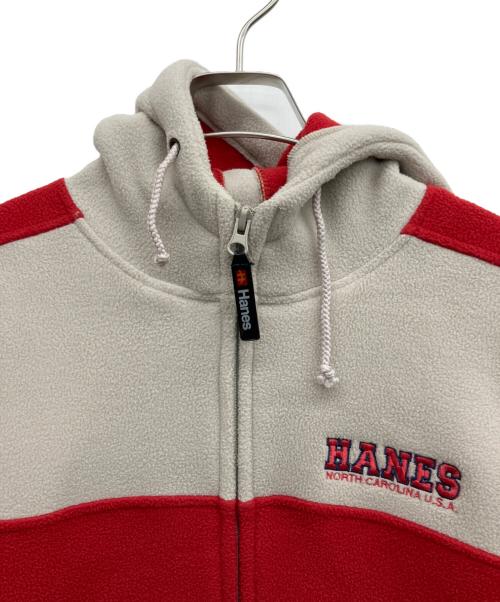 Hanes（ヘインズ）Hanes (ヘインズ) フリースジャケット ベージュ×レッド サイズ:160の古着・服飾アイテム