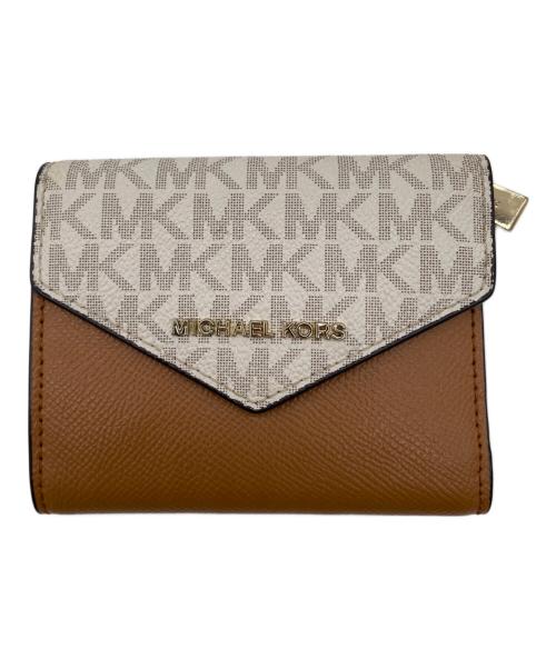 MICHAEL KORS（マイケルコース）MICHAEL KORS (マイケルコース) 2つ折り財布 ブラウン×ベージュの古着・服飾アイテム