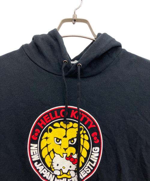 HELLO KITTY（ハローキティ）HELLO KITTY (ハローキティ) 新日本プロレス (シンニチプロレス) パーカー ブラック サイズ:Lの古着・服飾アイテム