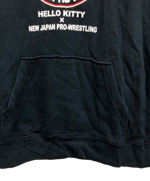 HELLO KITTY（ハローキティ）HELLO KITTY (ハローキティ) 新日本プロレス (シンニチプロレス) パーカー ブラック サイズ:Lの古着・服飾アイテム
