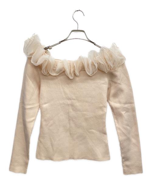 CELFORD（セルフォード）CELFORD (セルフォード) 2WAYラッフルリブニットトップス ピンク サイズ:ONE　SIZEの古着・服飾アイテム