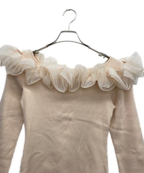 CELFORD（セルフォード）CELFORD (セルフォード) 2WAYラッフルリブニットトップス ピンク サイズ:ONE　SIZEの古着・服飾アイテム