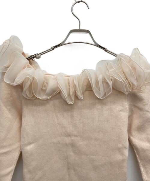 CELFORD（セルフォード）CELFORD (セルフォード) 2WAYラッフルリブニットトップス ピンク サイズ:ONE　SIZEの古着・服飾アイテム