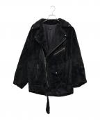 G.V.G.Vジーヴィージーヴィー）の古着「FAUX FUR LACE UP BIKER JACKET」（フェイクファーレースアップバイカージャケット／ライダースジャケット）」｜ブラック