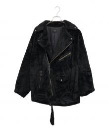 G.V.G.V（ジーヴィージーヴィー）の古着「FAUX FUR LACE UP BIKER JACKET」（フェイクファーレースアップバイカージャケット／ライダースジャケット）」｜ブラック