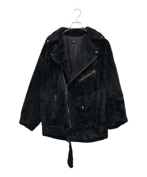 G.V.G.V（ジーヴィージーヴィー）G.V.G.V (ジーヴィージーヴィー) FAUX FUR LACE UP BIKER JACKET」（フェイクファーレースアップバイカージャケット／ライダースジャケット） ブラック サイズ:36の古着・服飾アイテム