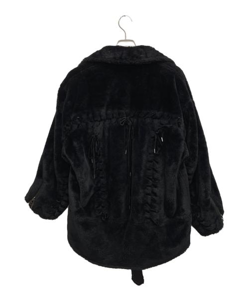 G.V.G.V（ジーヴィージーヴィー）G.V.G.V (ジーヴィージーヴィー) FAUX FUR LACE UP BIKER JACKET」（フェイクファーレースアップバイカージャケット／ライダースジャケット） ブラック サイズ:36の古着・服飾アイテム